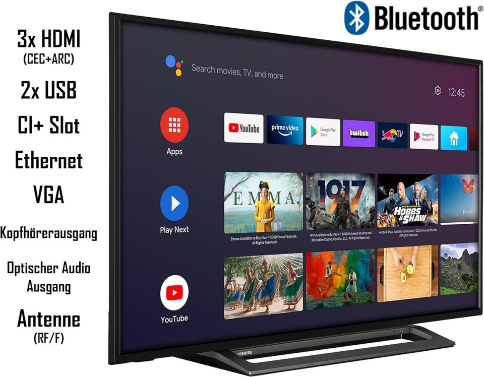 TOSHIBA LED TV Flat 43 Zoll SMART TV Android TV Smart TV Bluetoot in Berlin