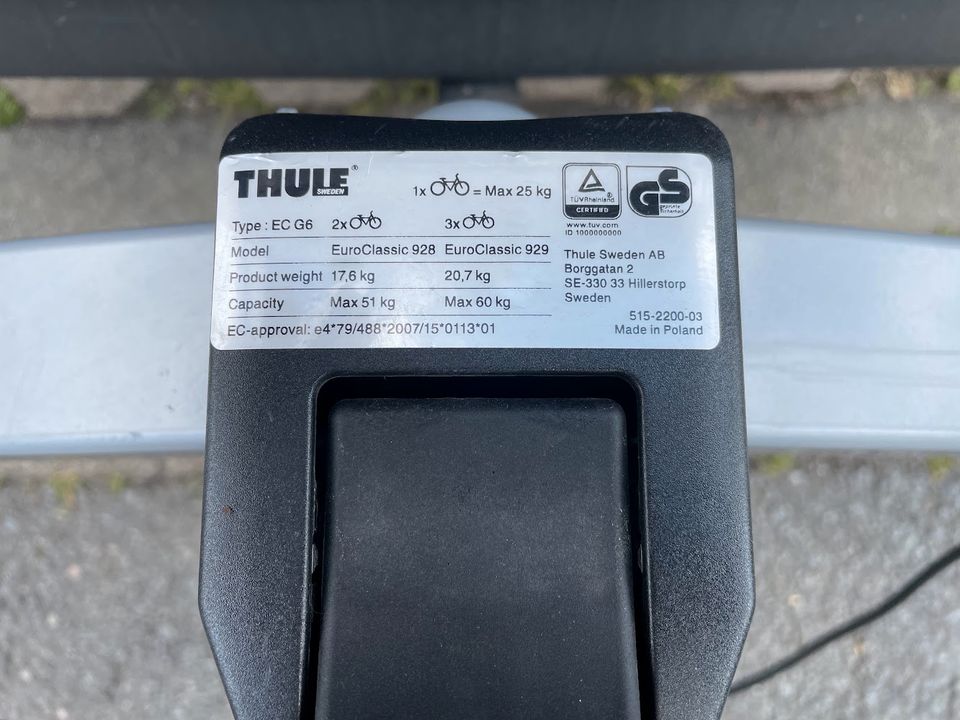 Fahrradträger 3/4 Thule G6 929 für Anhängerkupplung mieten leihen in Dresden