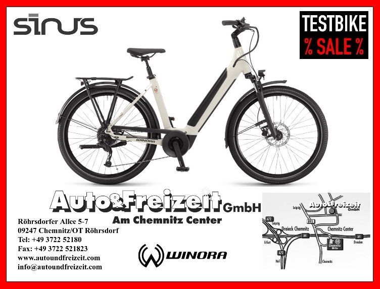 E-BIKE Sinus by WINORA * Sinus 9 * BOSCH i625Wh * TESTBIKE & NEU in Marienberg