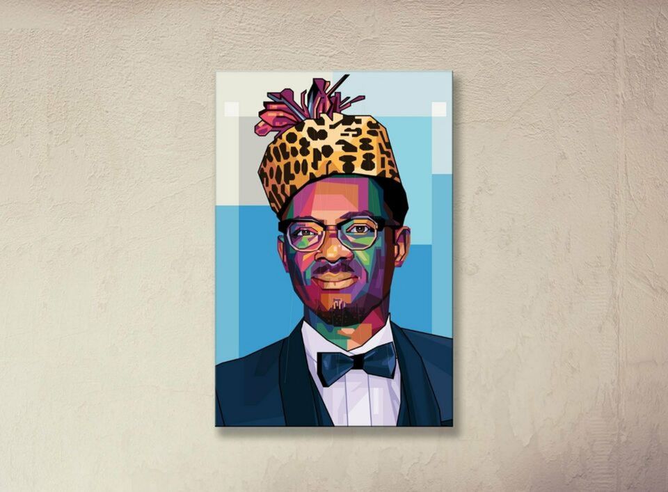 Patrice Lumumba inspiriert ca. 80 x 120 cm Portrait auf Leinwand in Esslingen