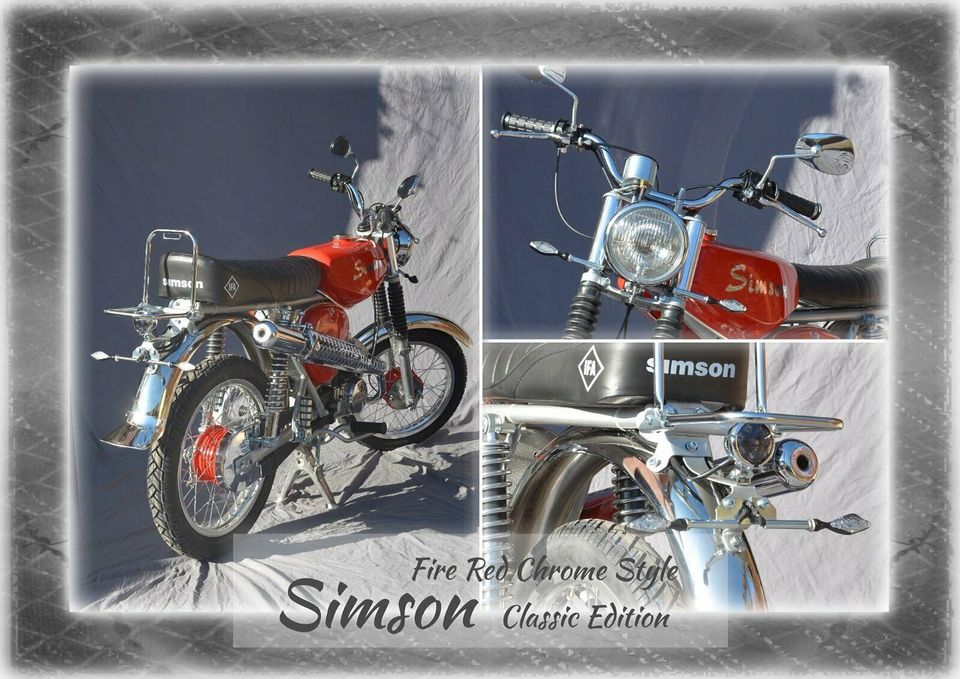 Simson S51 - NEUAUFBAU - Classic Edition - Fire Red Chrome Style in Wiehe