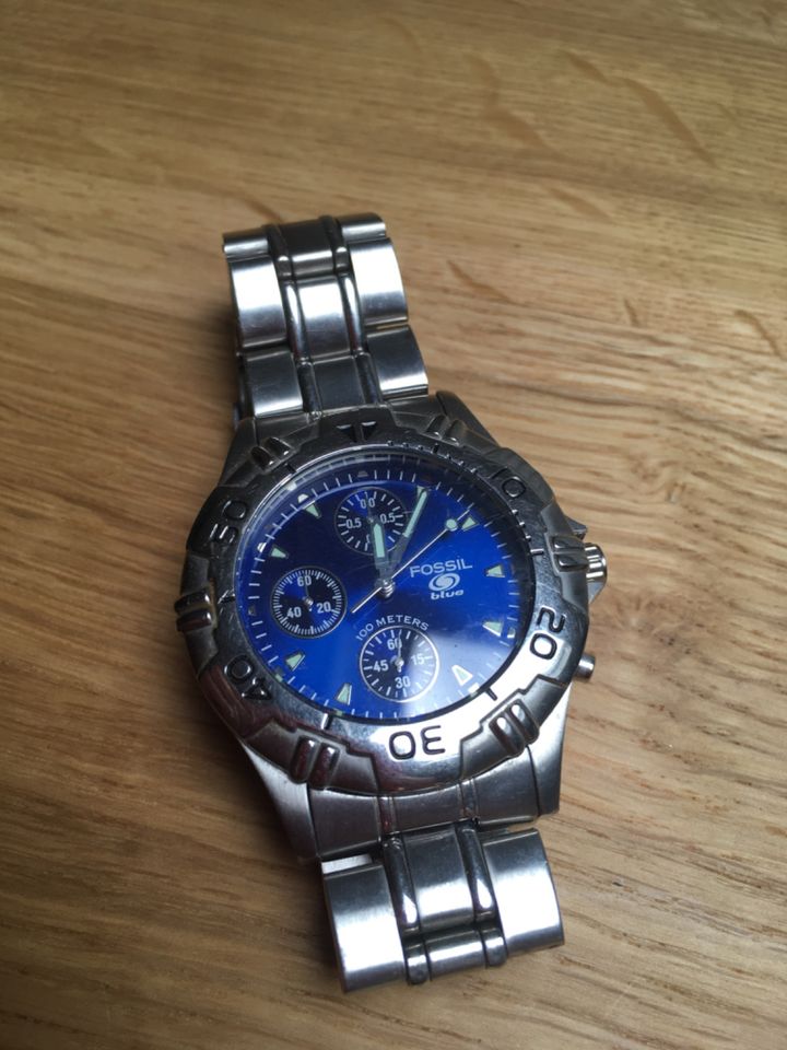 Fossil blue 10ATM Wasserdicht Herren Uhr Herrenuhr blau edelstahl in Dortmund