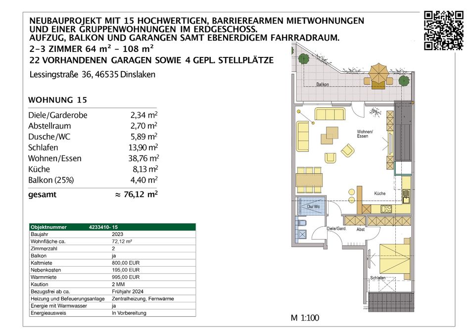 Voll vermietet!!! Dinslaken-Stadtmitte-Mitten im Leben-Mitten in der Stadt  680 - 1150€ * 64,85 - 108,95 m² *  Bezug ca. II. Quartal 2024  15 Passende Wohneinheiten in diesem Projekt in Dinslaken