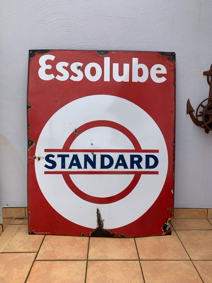 Antikes Esso Standard Emaille Schild in Großrosseln