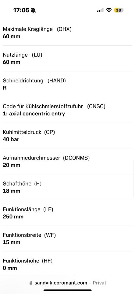 Sandvik CoroThread 266 RKF-20-22 Wendeplatten-Bohrstange Gewinde in Remscheid