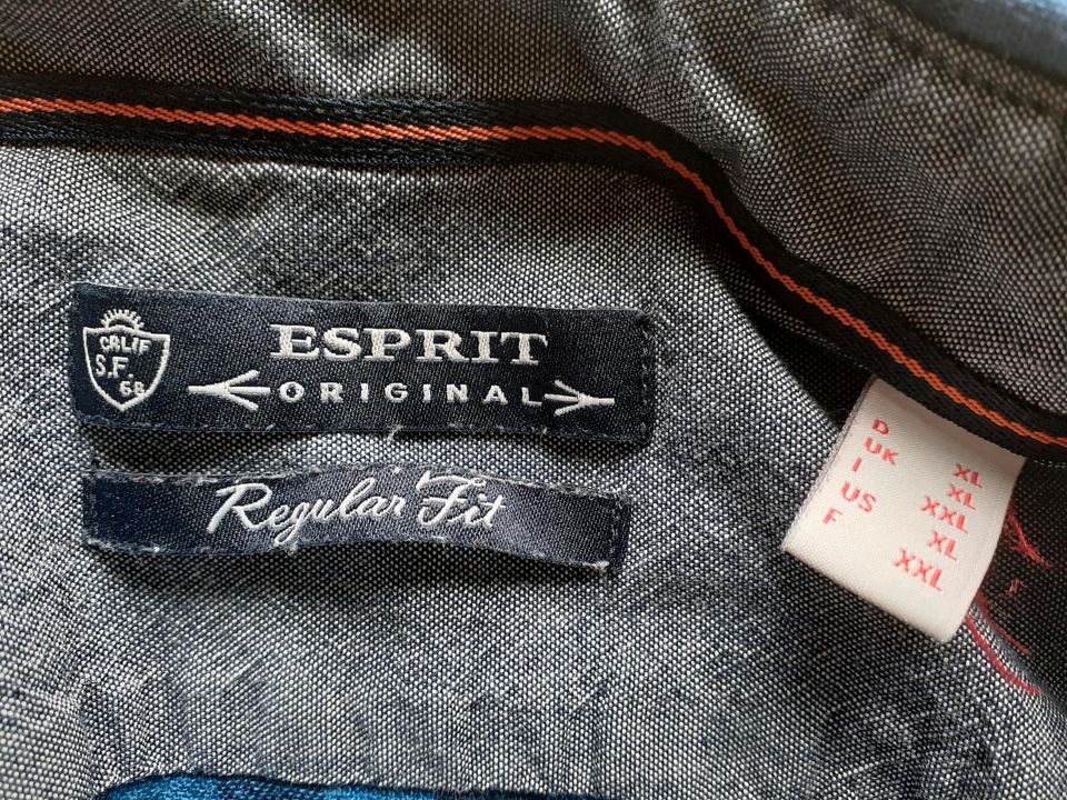 Esprit Hemd Regular Fit Gr. XL blau schwarz in Leutesdorf