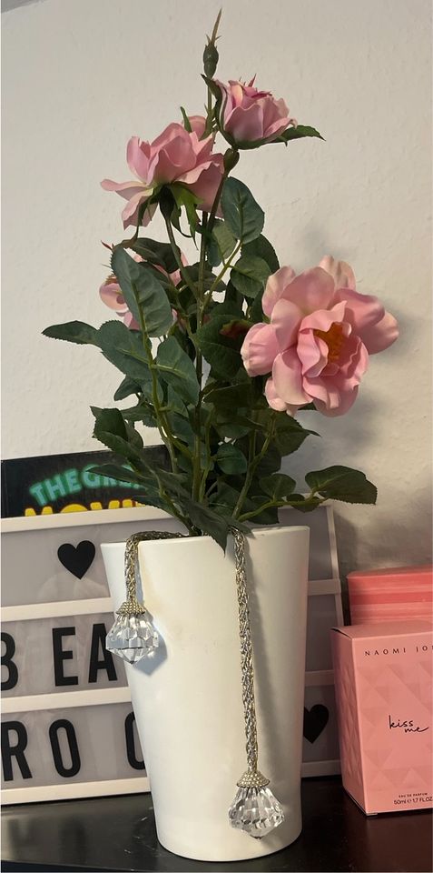 ♥️  Tolle Rosane Kunstblume 53cm hoch /Ikea Vase in Neuss