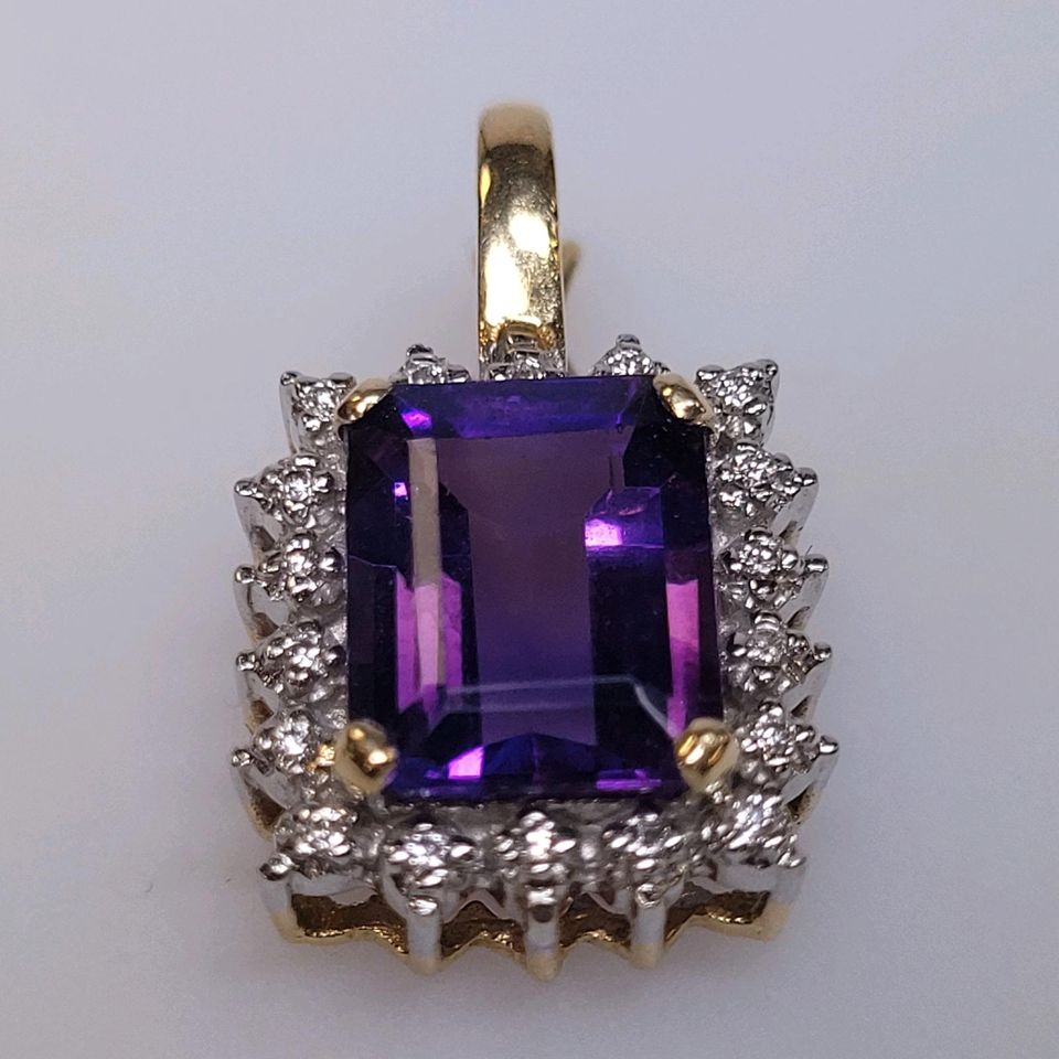 ❤Strahlender Amethyst Anhänger aus 585er Gelbgold und Brillanten in Essen