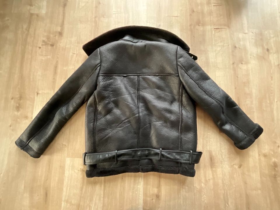 ❤️ ZARA Jacke schwarz mit Fell, Fliegerjacke XS doubleface ❤️ in Dautphetal