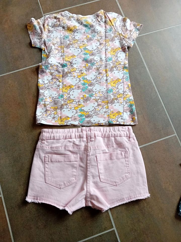 Süßes Set aus Hose und T-Shirt, rosa, Kitty in Wächtersbach