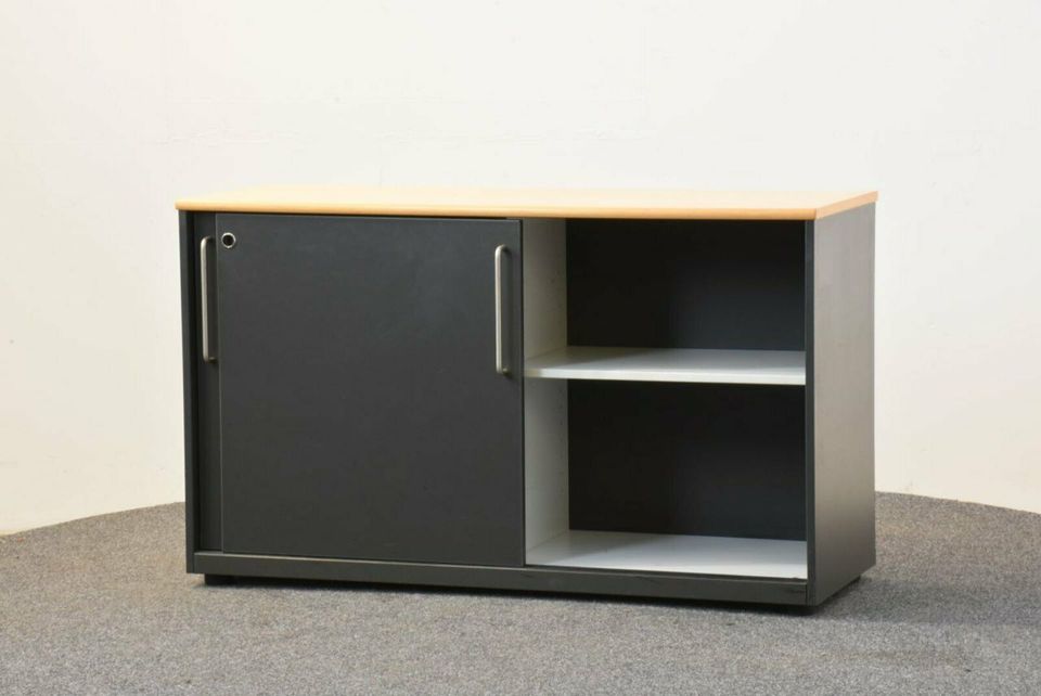 Büromöbel Sideboard 2 OH, Ahorn/antrazit 120 cm breit, gebraucht in Zülpich