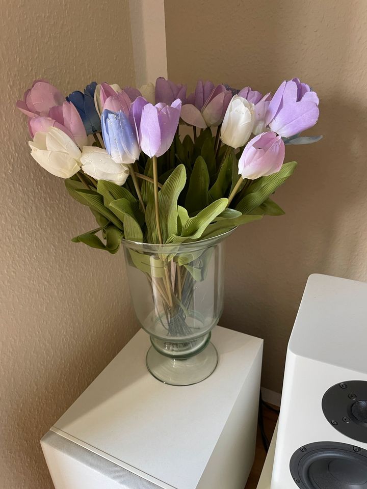 Deko Tulpen Lila weiß blau 37x Kunstblumen ohne Vase in Neuss