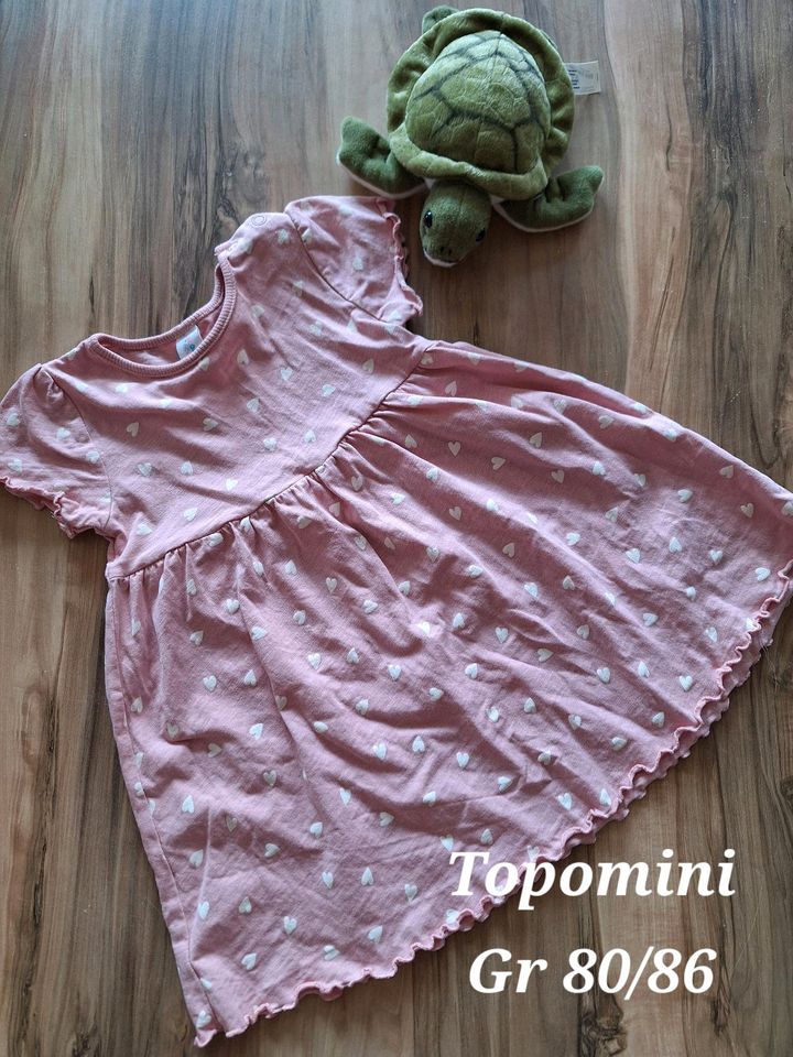 Kleid Sommerkleid Rosa mit Herzen Topomini Kurzarm Gr 80/86 in Mömlingen