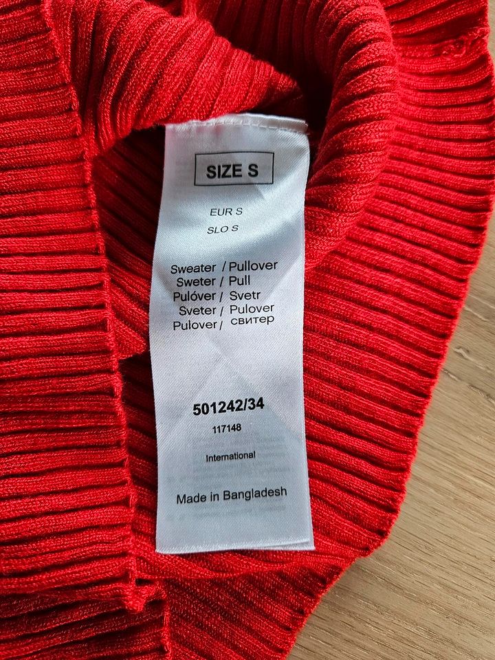 Orsay Off-Shoulder Oberteil Pullover rot gerippt XS/S 34/36 in Niederkrüchten