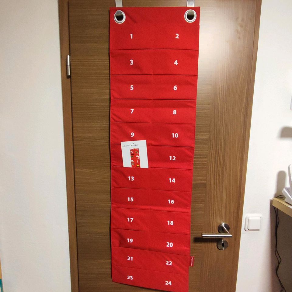 Adventskalender Stoff  Edelstahl rot hochwertig Top! in Hanau