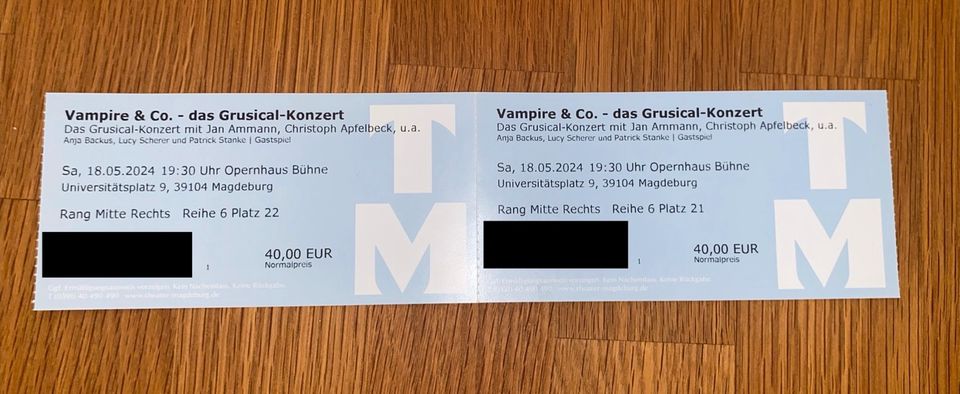 Zwei Tickets für „Vampire und Co.-das Grusical-Konzert“ Magdeburg in Halberstadt