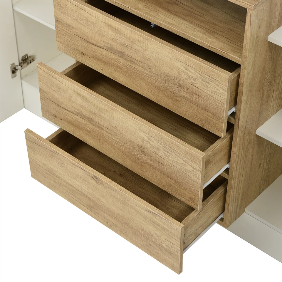 Sideboard Schrank Kommode LED Hochglanz Weiß Beistellschrank in Merenberg