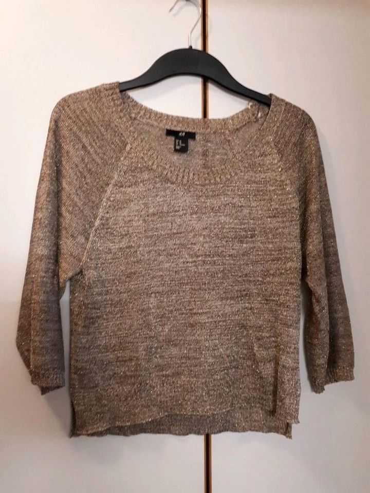 H&M Kurzpulli Cropped Crop Shirt Gr. XS gold metallic NEU in Heide