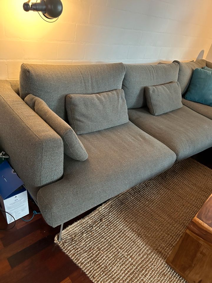 Sofa, Ecksofa, L-Form, 280x210 cm, Stoff/Stahl, grau, neuwertig in Ihlow