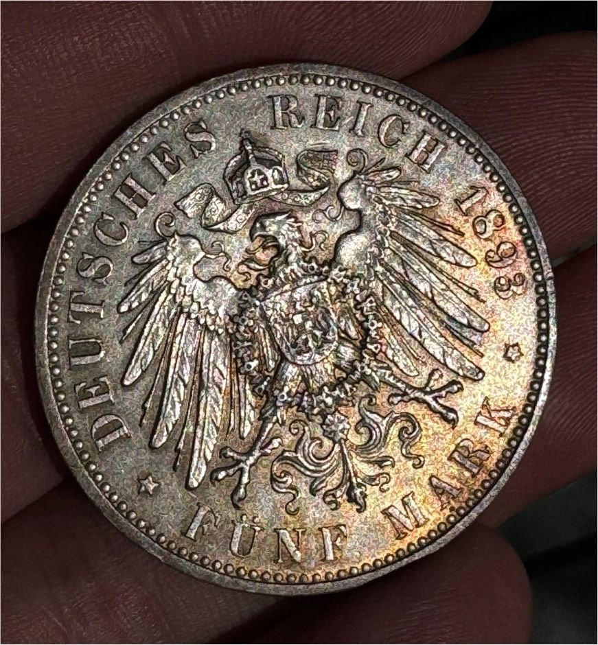 5 Mark Sachsen 1893 E TOP Erhaltung Silbermünze in Tübingen