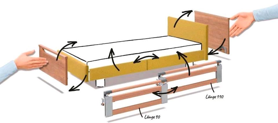 Luxus Pflegebett Krankenbett Pflegebett Stoffpolster Seniorenbett in Stockach