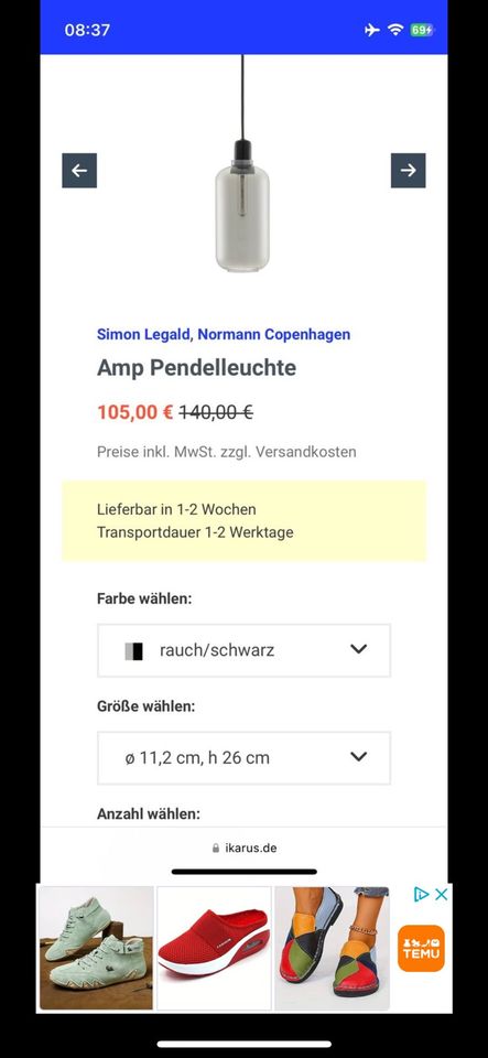 AMP Pendelleuchte von Normann Copenhagen in Schwaikheim