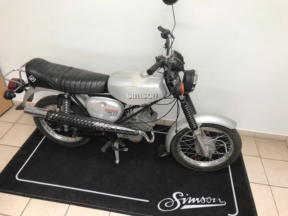 Simson S51 4Gang Enduro Silber original 1988 60km/h Papiere Look in Calbe (Saale)