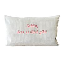 Kissen "Schön, dass es Dich gibt!" bestickt, aus Cord Bayern - Hausen bei Würzburg Vorschau