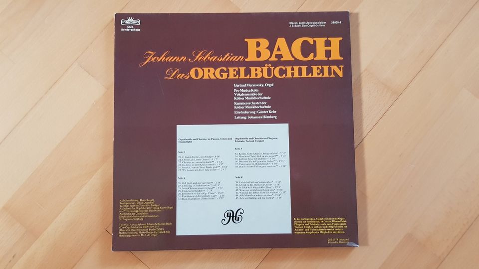 Vinyl Doppel LP, J.S. Bach, Das Orgelbüchlein in Edingen-Neckarhausen