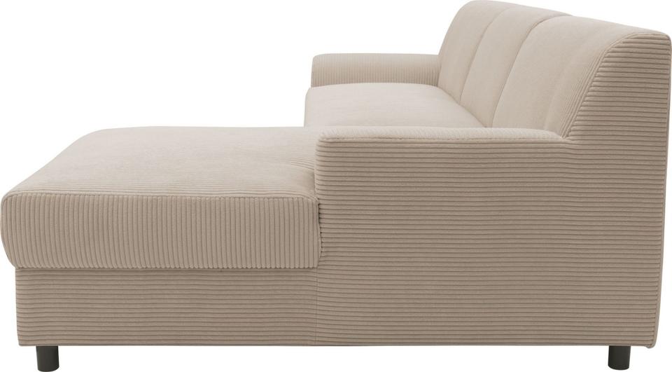 Kleines Ecksofa Cord Dunkel Beige Schlaffunktion Federkern 241cm in Köln