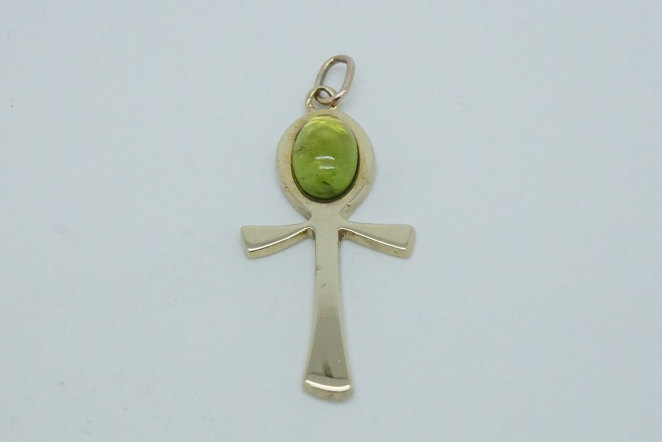 Anhänger Kreuz mit Peridot in 333er Gelbgold (P14822) in Landshut