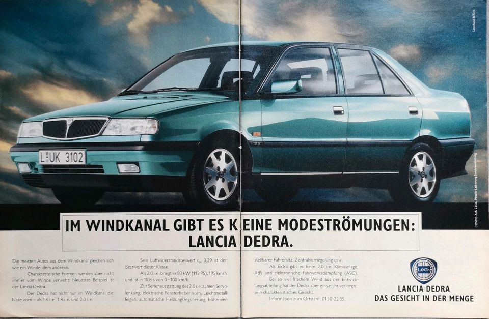 Lancia Dedra Reklame Berichte 1,6 1,8 i.e 2,0 Turbo integrale SW in Hanau