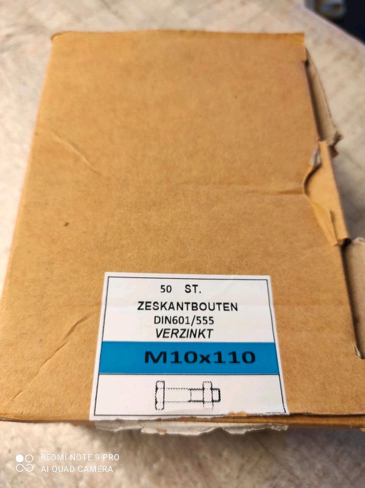 DIN 601 M10 x 110mm Sechskantschrauben m. Mutter/Scheibe H-Anker in Espenau