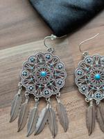 Hänge Ohrringe - silberfarben - Steine türkisfarben - Modeschmuck Bayern - Pfarrkirchen Vorschau