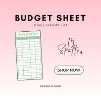 Budget Sheet Grün Schlicht, A6 Format, 250gr Papier Bochum - Bochum-Süd Vorschau