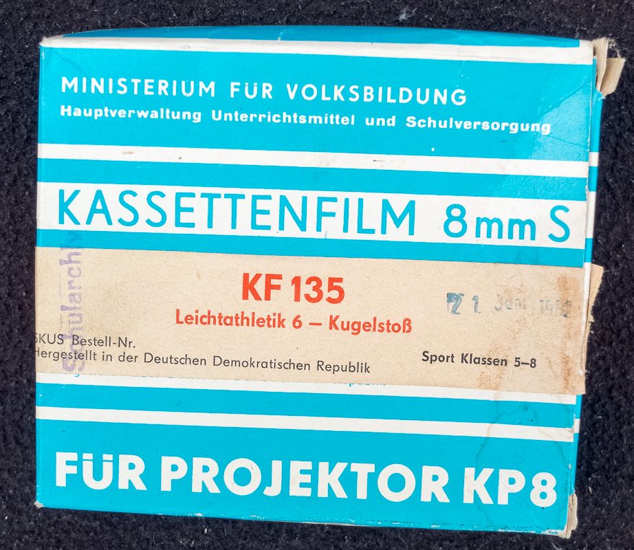 Kassettenfilm 8mm für Projektor KP8, "KF135 Kugelstoßen", DDR in Ebersbach/Sachsen