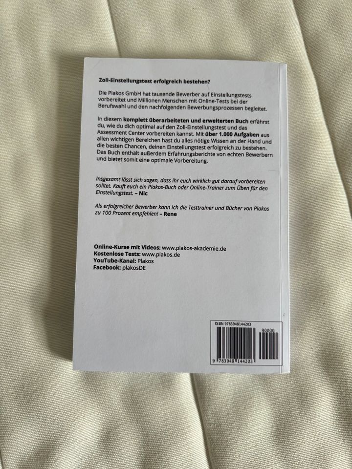 Zoll Einstellungstest Plakos Buch in Buchholz in der Nordheide
