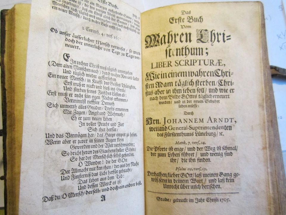 Vom wahren Christentum 4 Bücher in Einem von Johann Arndt 1705/08 in Heyerode