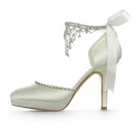 Brautschuhe High Heels beige gr. 37 Satin, Schnürung Niedersachsen - Stadtoldendorf Vorschau