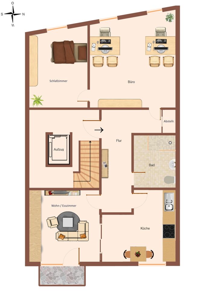 Attraktive 3 ZKB Gewerbewohnung mit Balkon in begehrter 1A-City-Lage in der Oldenburger Innenstadt in Oldenburg