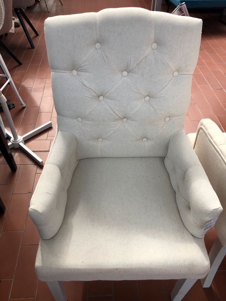 2er Set Chesterfield Stuhl Stühle Polsterstuhl Creme Webstoff in Bremen