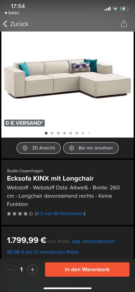 Ecksofa KNIX mit Longchair in Hamburg