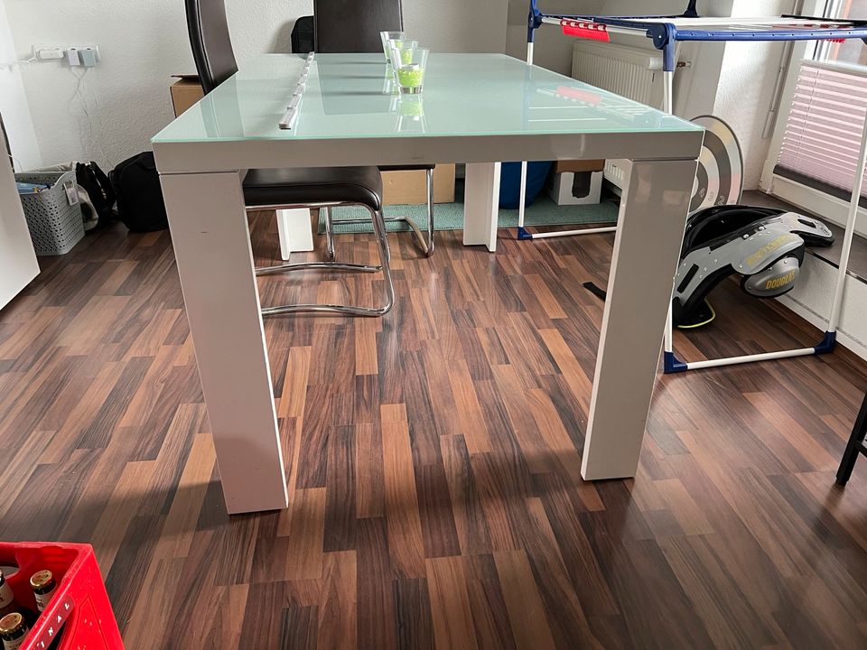 Esszimmer Tisch Esstisch Weiß/Holz/Glas in Ritterhude