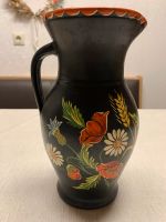 Schwarze handbemalte Vase /Krug mit Blumendekor, Vintage, 25 cm Baden-Württemberg - Crailsheim Vorschau