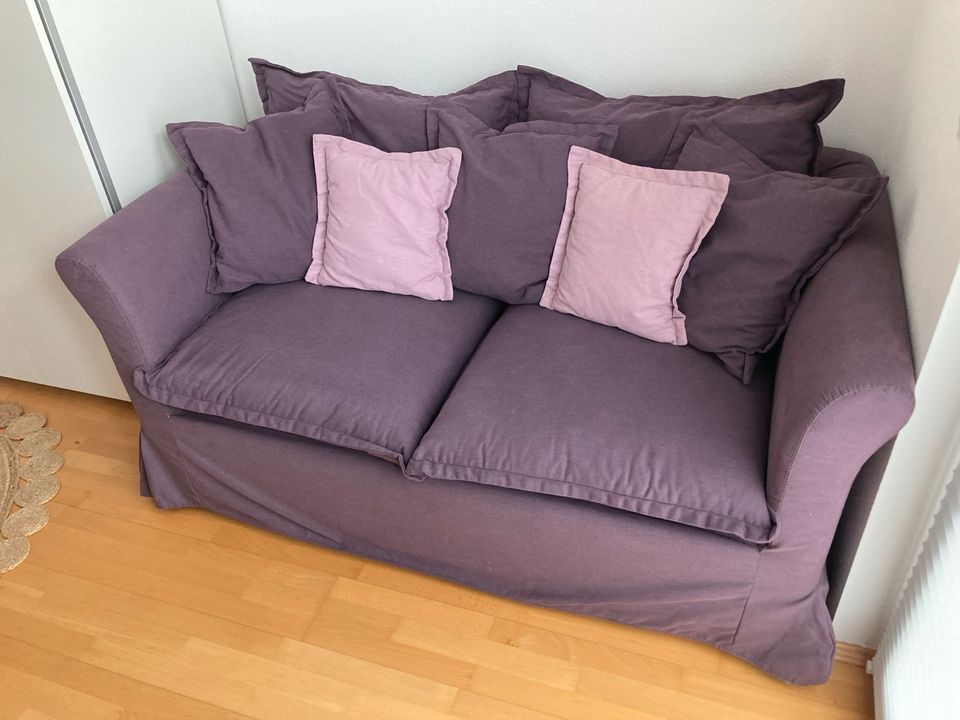 Couch Schlafsofa Klappsofa Zweisitzer lila violett Modell Luise in Ebersberg