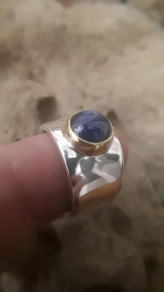 Stern Saphir Ring 900er Gold 925er Silber Unikat NEU in Altlandsberg