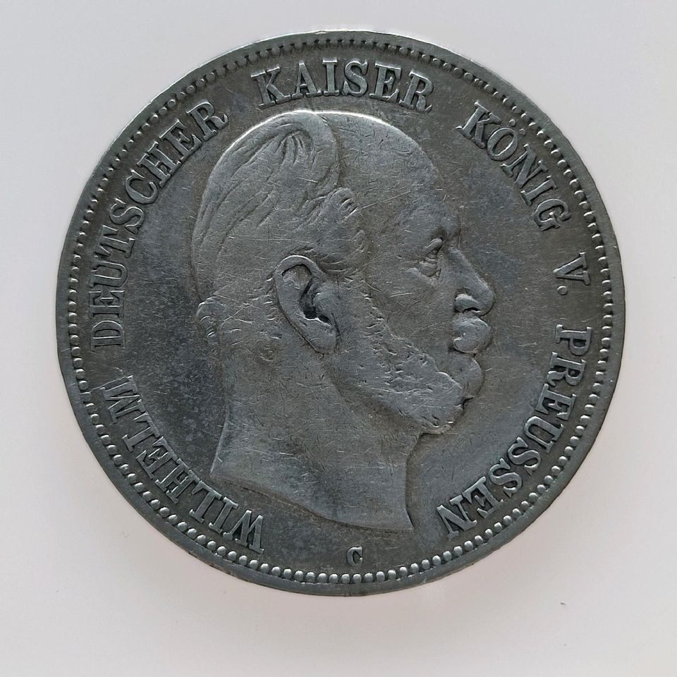 Silbermünze Kaiserreich Preussen Wilhelm I 5 Mark Silber 1876 C in Knittlingen