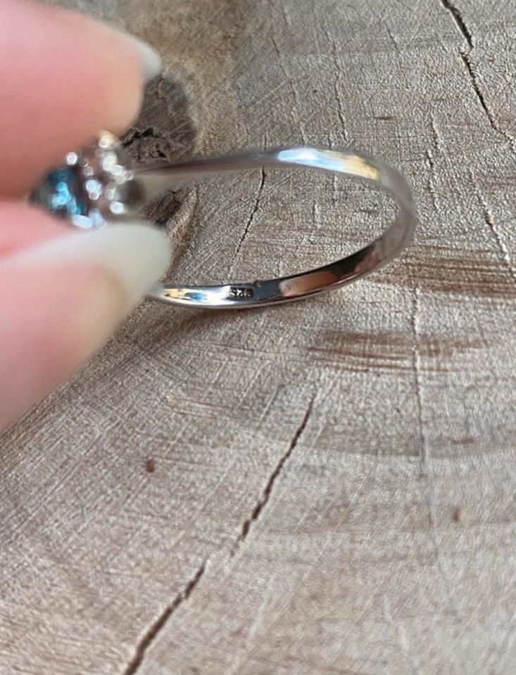 Blauer Ring 925er Silber in Töpen