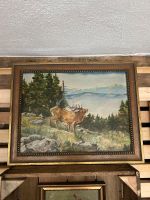 Gemälde Ölbild röhrender Hirsch alt Vintage Hessen - Groß-Zimmern Vorschau