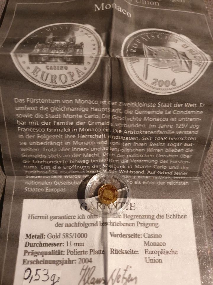 Goldmünze 0,5g 585er Europä.Union... in Stuttgart